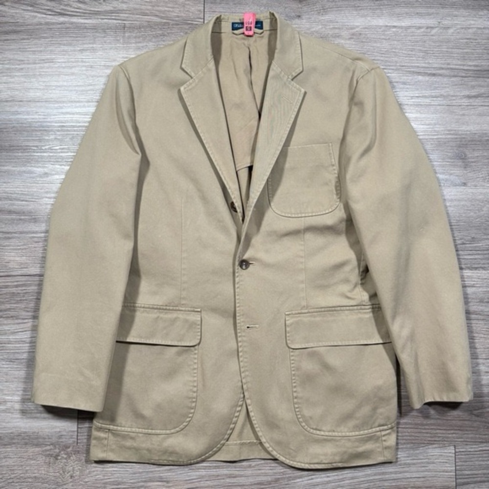 Men’s Vintage Polo Ralph Lauren 3 Button Khaki Sport Coat Blazer Size 40R